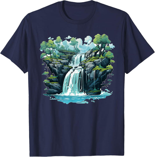 Pretty cool Waterfall for Cascade, Lake and Lagoon Lovers T-Shirt - T-Shirt | Navy