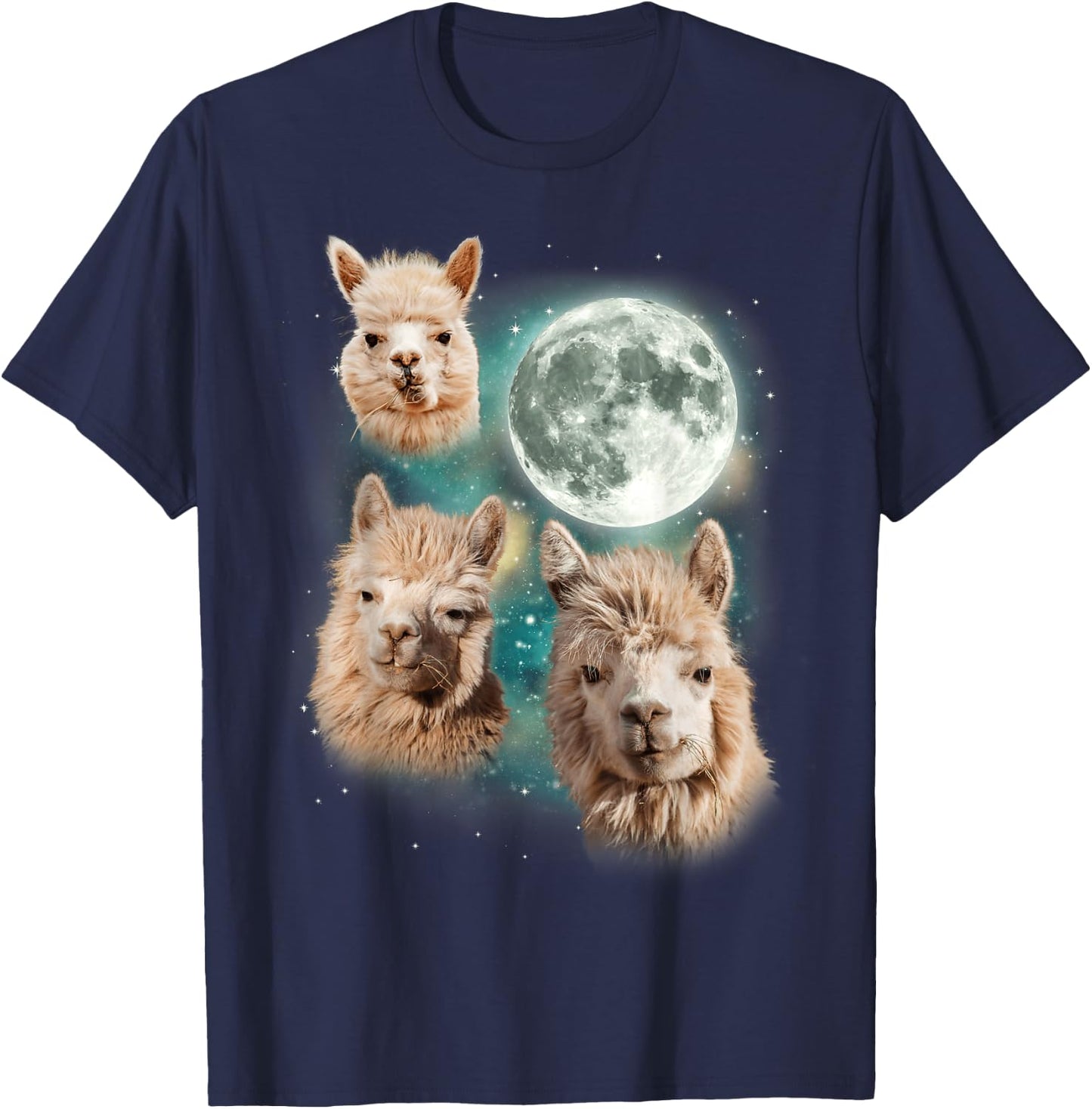 Three Alpacas Howling At The Moon | Alpaca Farm Owner Parody T-Shirt - T-Shirt | Navy