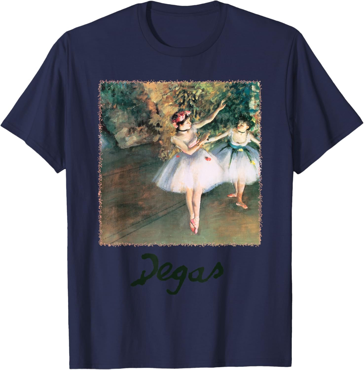 Two Dancers on a Stage by Edgar Degas, Ballerina Ballet Art T-Shirt - T-Shirt | Navy