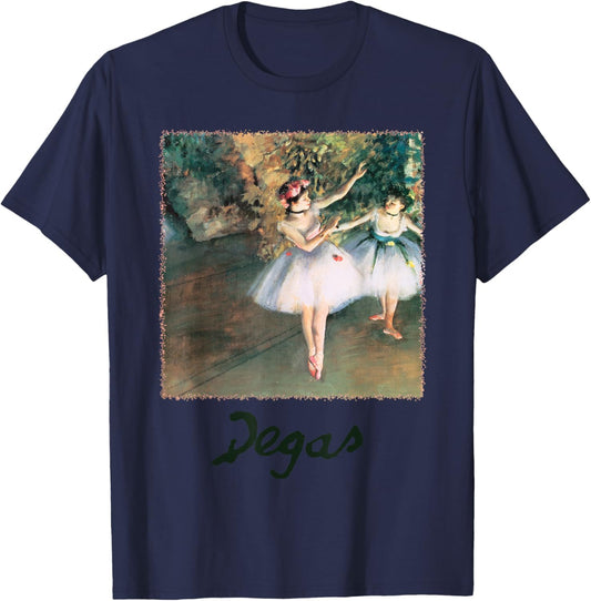 Two Dancers on a Stage by Edgar Degas, Ballerina Ballet Art T-Shirt - T-Shirt | Navy