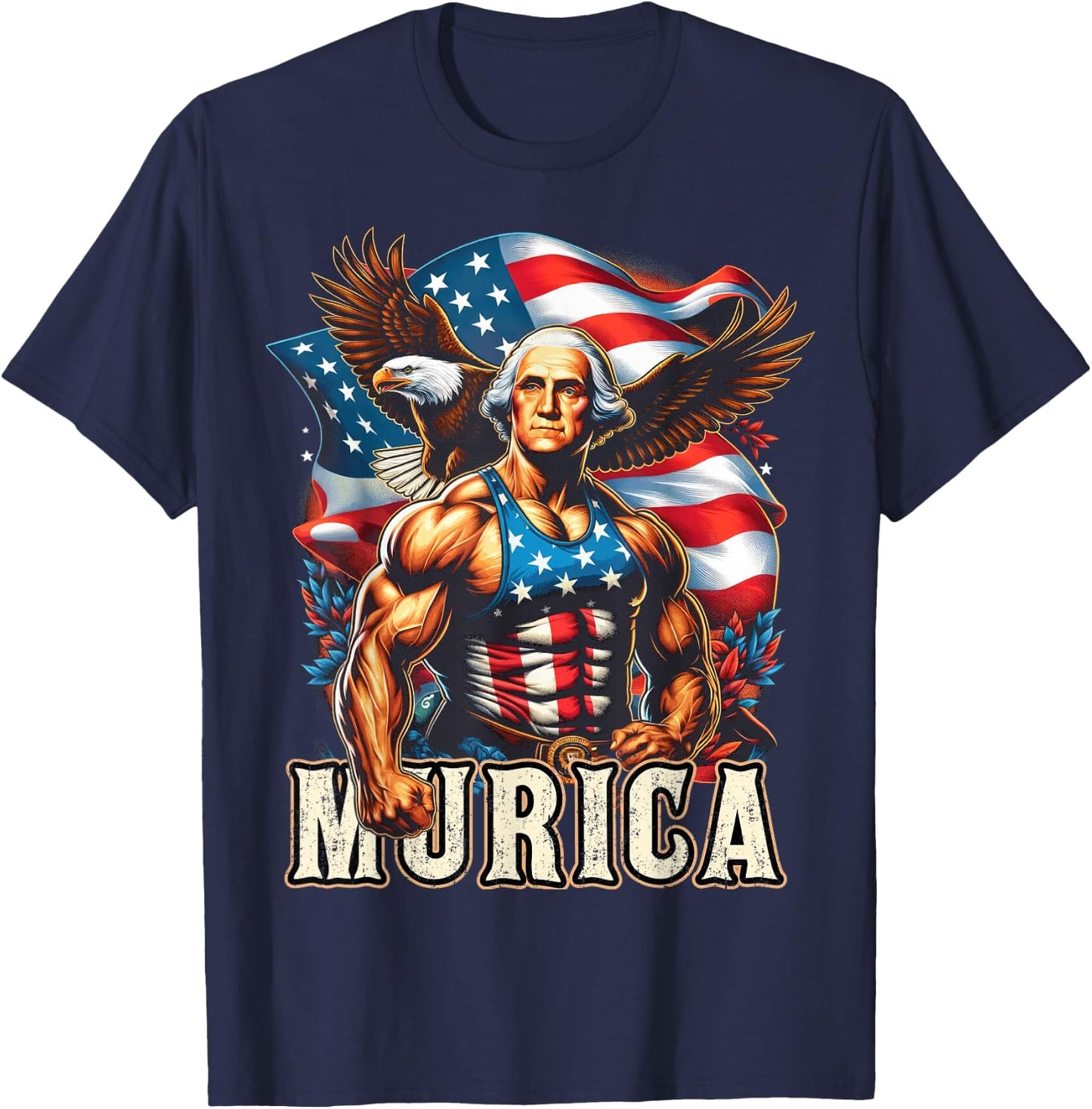 4th of July Patriotic Funny George Washington July 4th USA T-Shirt - T-Shirt | Navy
