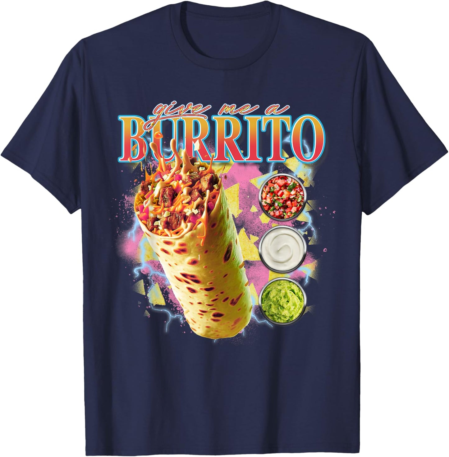 Give Me A Burrito 90s Bootleg Rap Rock Concert T-Shirt - T-Shirt | Navy
