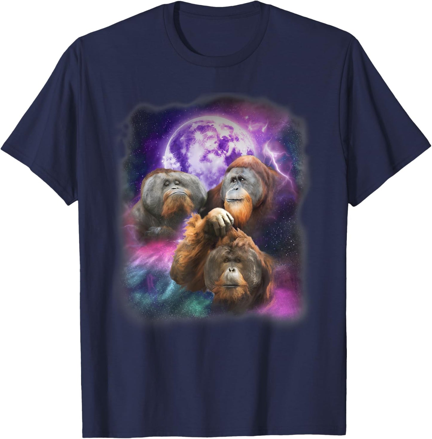 Orangutans Howling at the Moon Shirt - Funny Orangutan T-Shirt - T-Shirt | Navy
