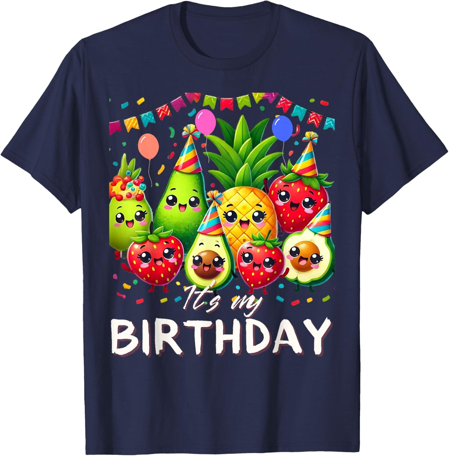 My Birthday Toddler Kids Birthday Boy Girl Funny Fruit T-Shirt - T-Shirt | Navy