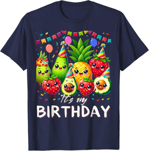 My Birthday Toddler Kids Birthday Boy Girl Funny Fruit T-Shirt - T-Shirt | Navy
