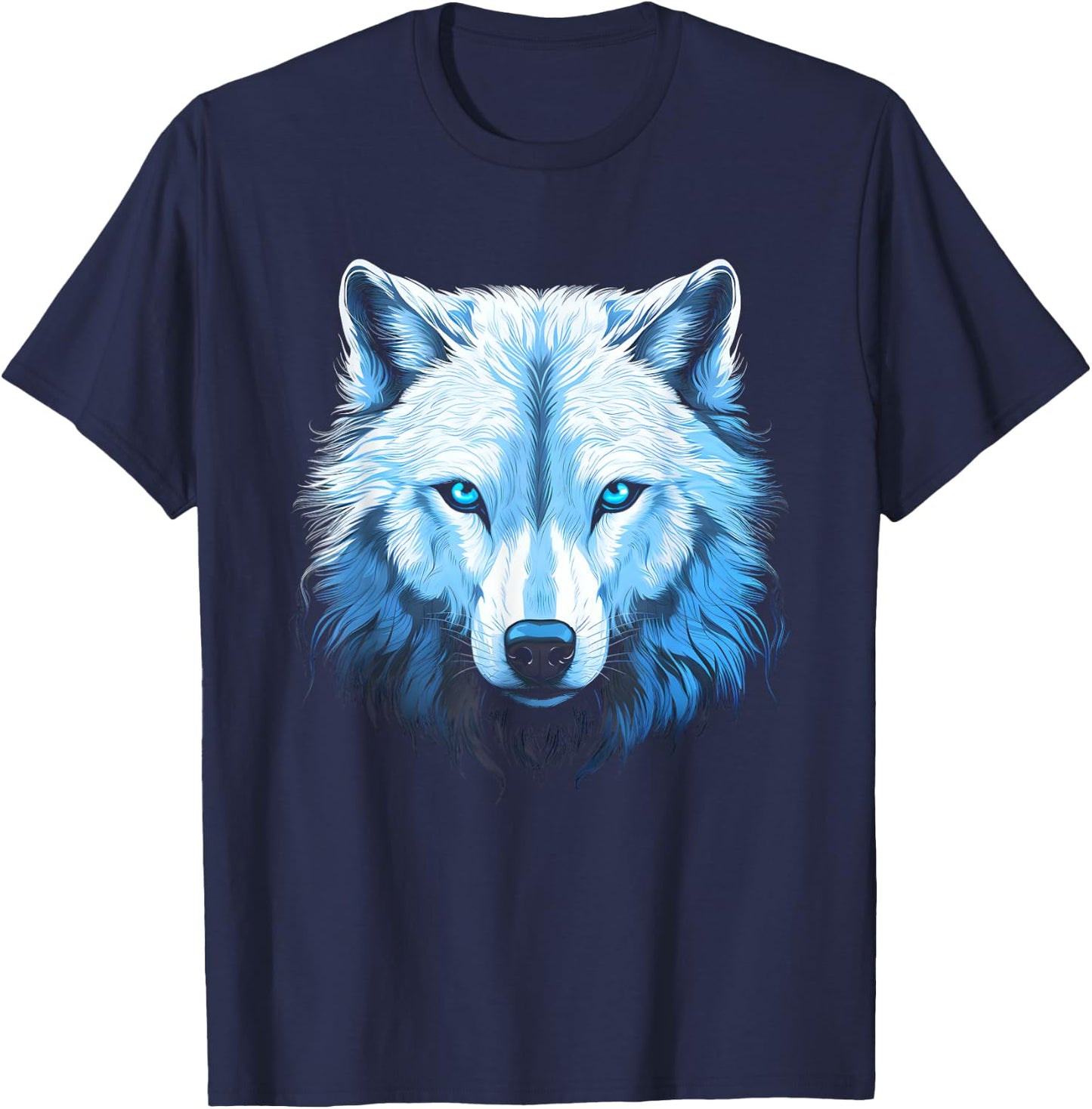 Arctic Wolf Face Wolves Art Motif T-Shirt - T-Shirt | Navy