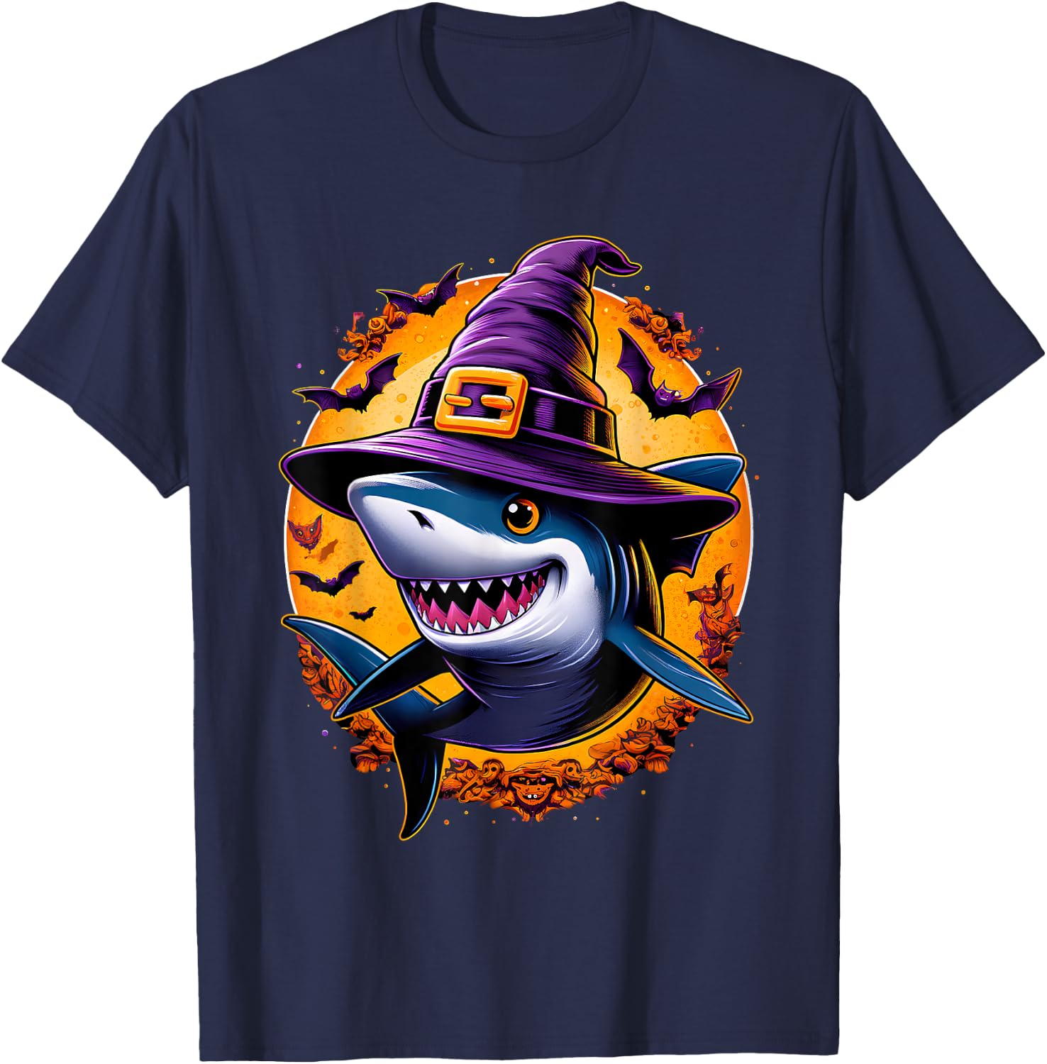 Shark Witch Funny Halloween Men Women Kids T-Shirt - T-Shirt | Navy
