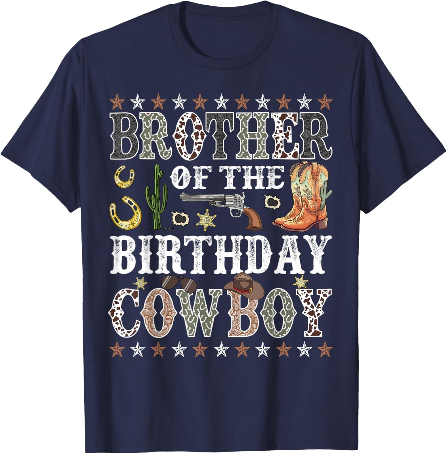 Brother Of The Birthday Cowboy Rodeo Brother T-Shirt - T-Shirt | Navy
