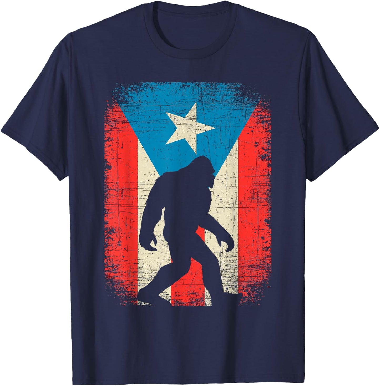 Bigfoot Puerto Rico Flag Funny Retro Vintage Boricua Kids T-Shirt - T-Shirt | Navy