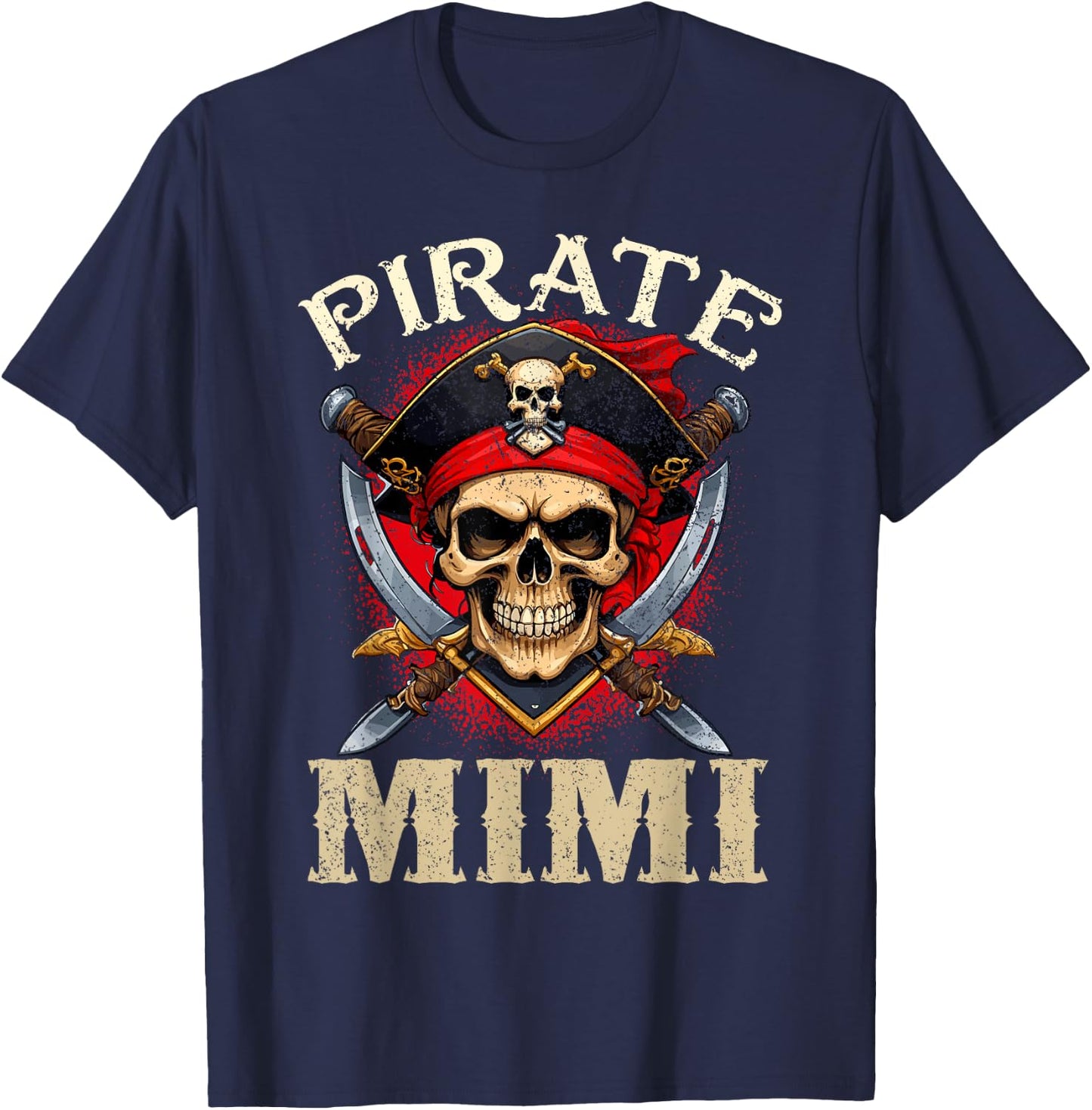 Pirate Mimi Skull Jolly Roger Halloween Pirate Family T-Shirt - T-Shirt | Navy