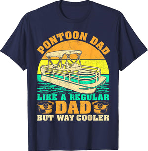 Pontoon Dad Like A Regular Dad Vintage Pontoon Captain T-Shirt - T-Shirt | Navy