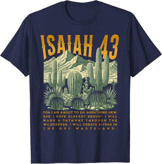 Boho Christian Bible Verse Trendy Jesus Southwest Cactus T-Shirt - T-Shirt | Navy