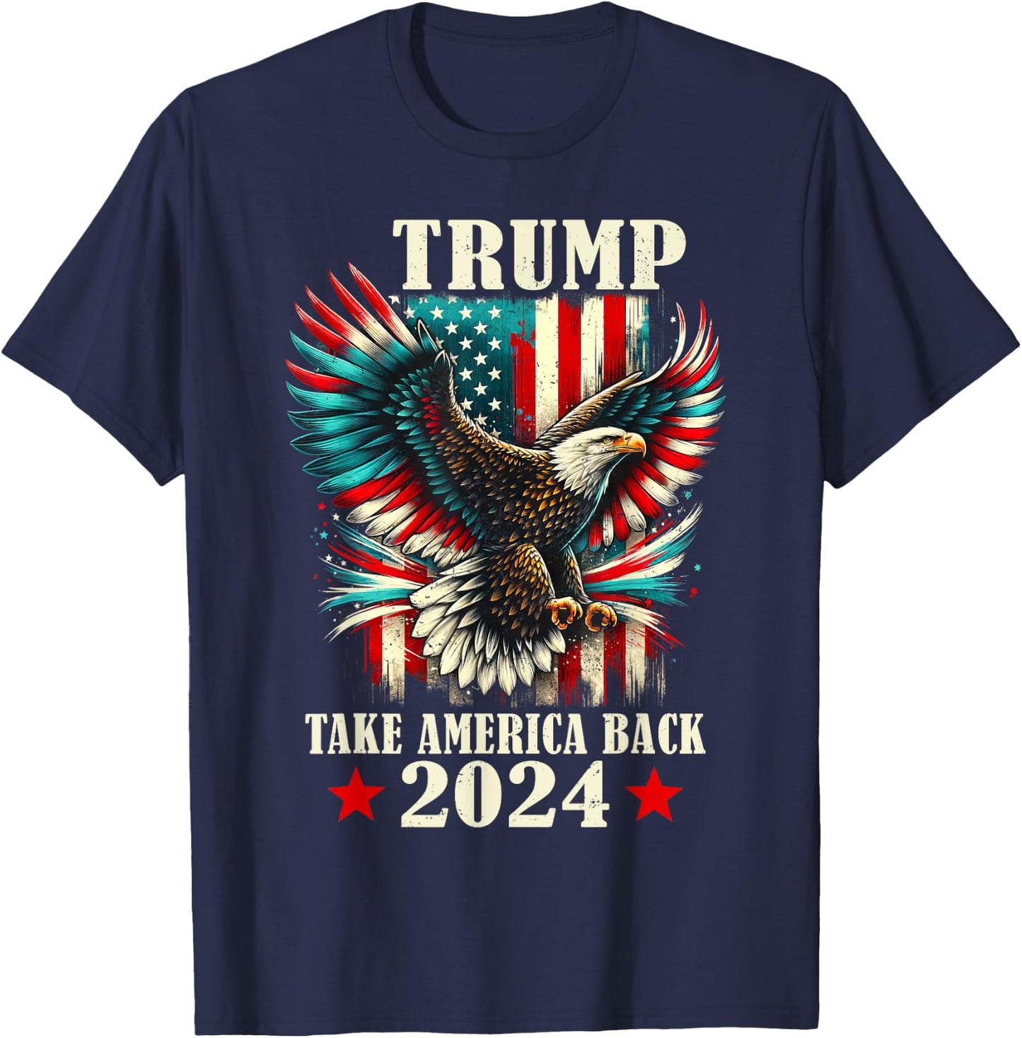 Patriotic Eagle USA Flag Trump 2024 Take America Back T-Shirt - T-Shirt | Navy
