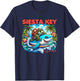 Siesta Key Florida Beach Turtle and Shark T-Shirt - T-Shirt | Navy