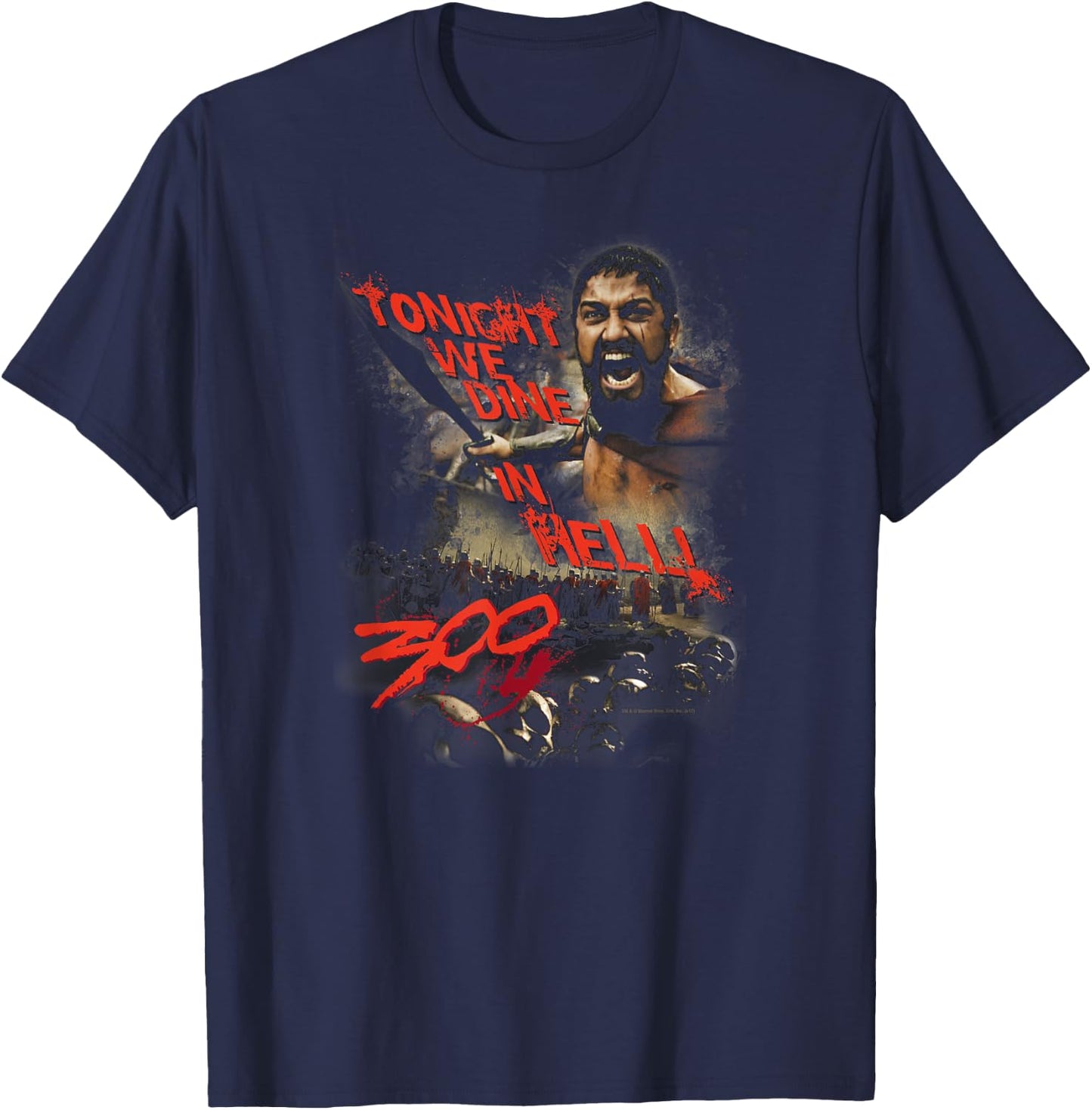 Warner Bros. 300 Movie Dine in Hell -Adults Black Cotton Blend T-Shirt - T-Shirt | Navy