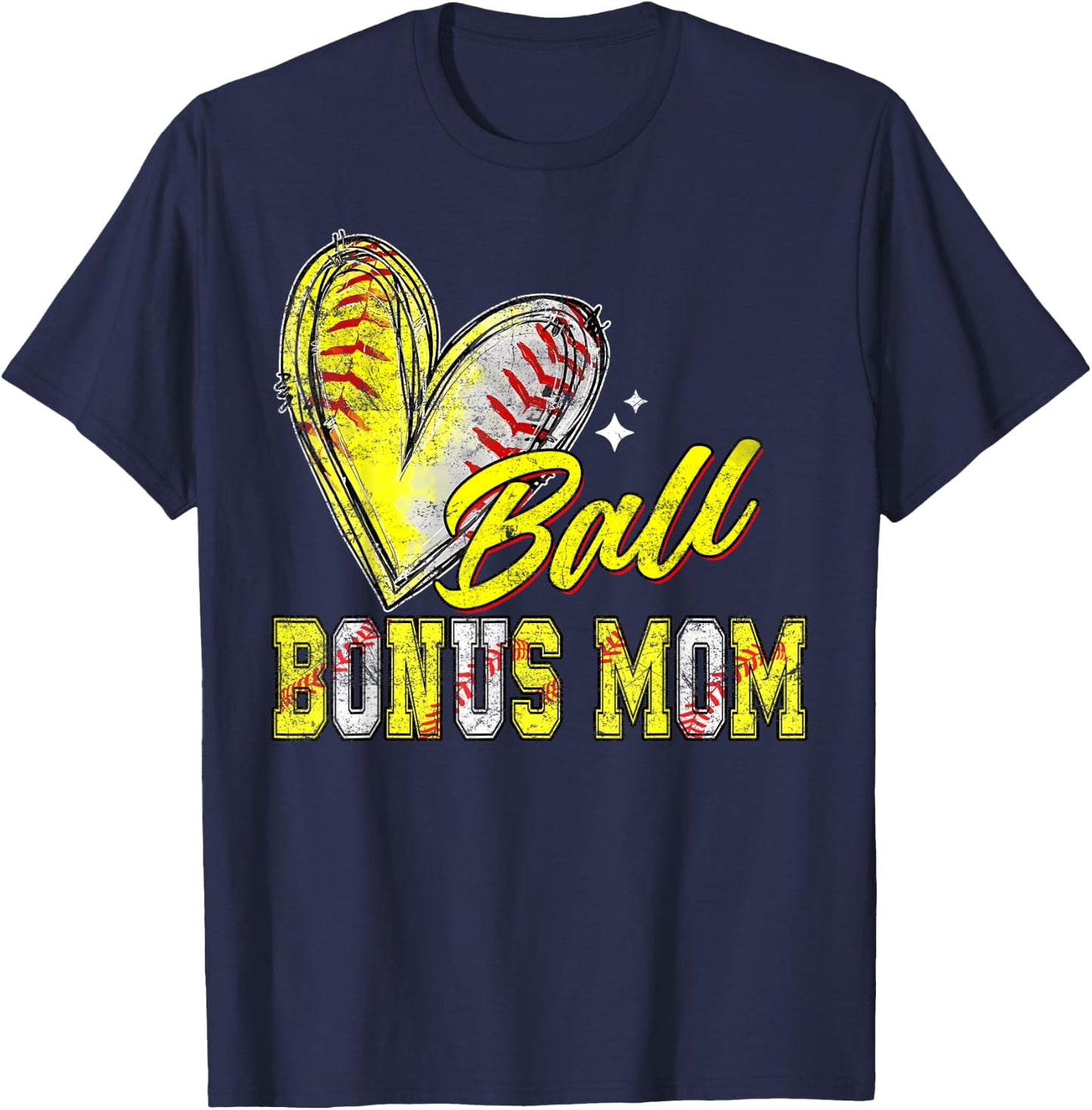 Funny Ball Bonus Mom Softball Baseball Bonus Mom T-Shirt - T-Shirt | Navy