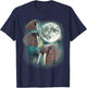 Three Walrus Moon | 3 Howling Walruses Pinniped Moon Parody T-Shirt - T-Shirt | Navy