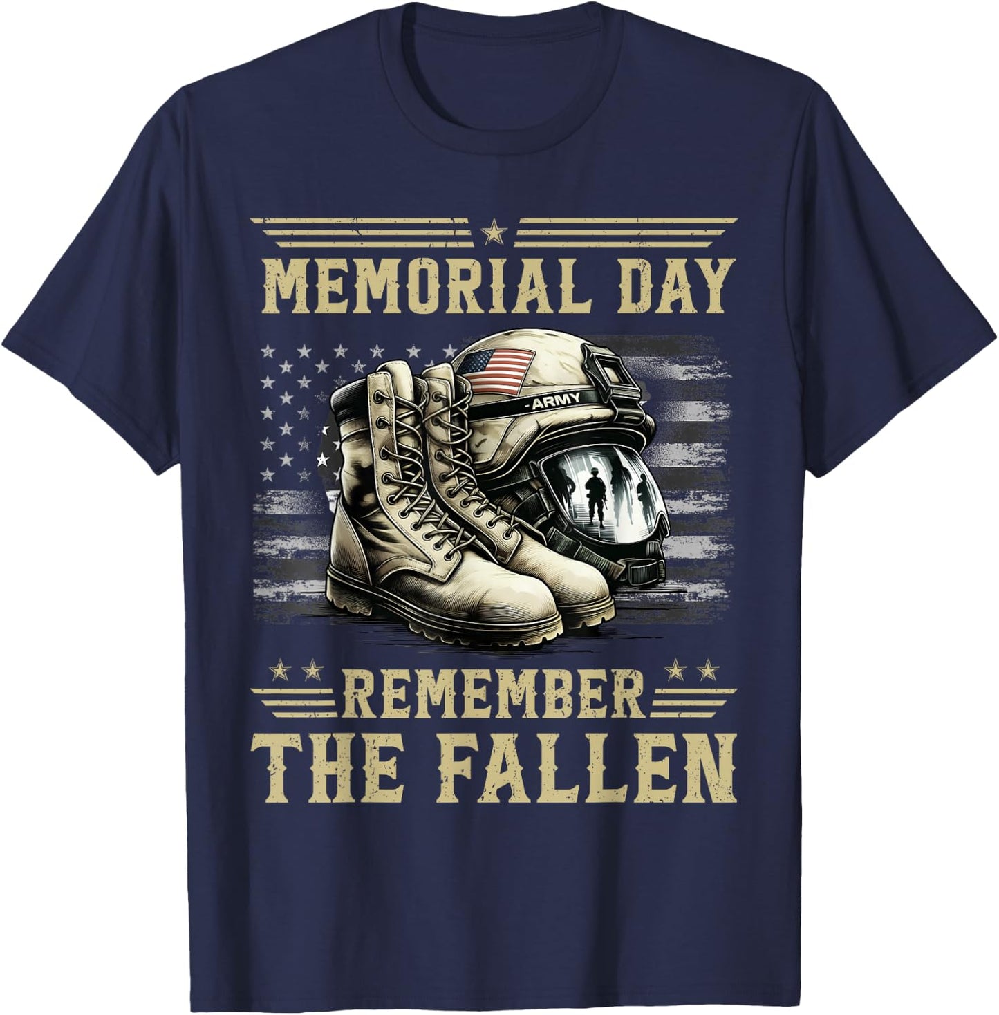 Memorial Day Remember The Fallen Veteran Military Camouflage T-Shirt - T-Shirt | Navy