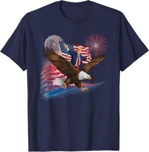 Patriotic Trump Bald Eagle American Pride USA Flag July 4th T-Shirt - T-Shirt | Navy