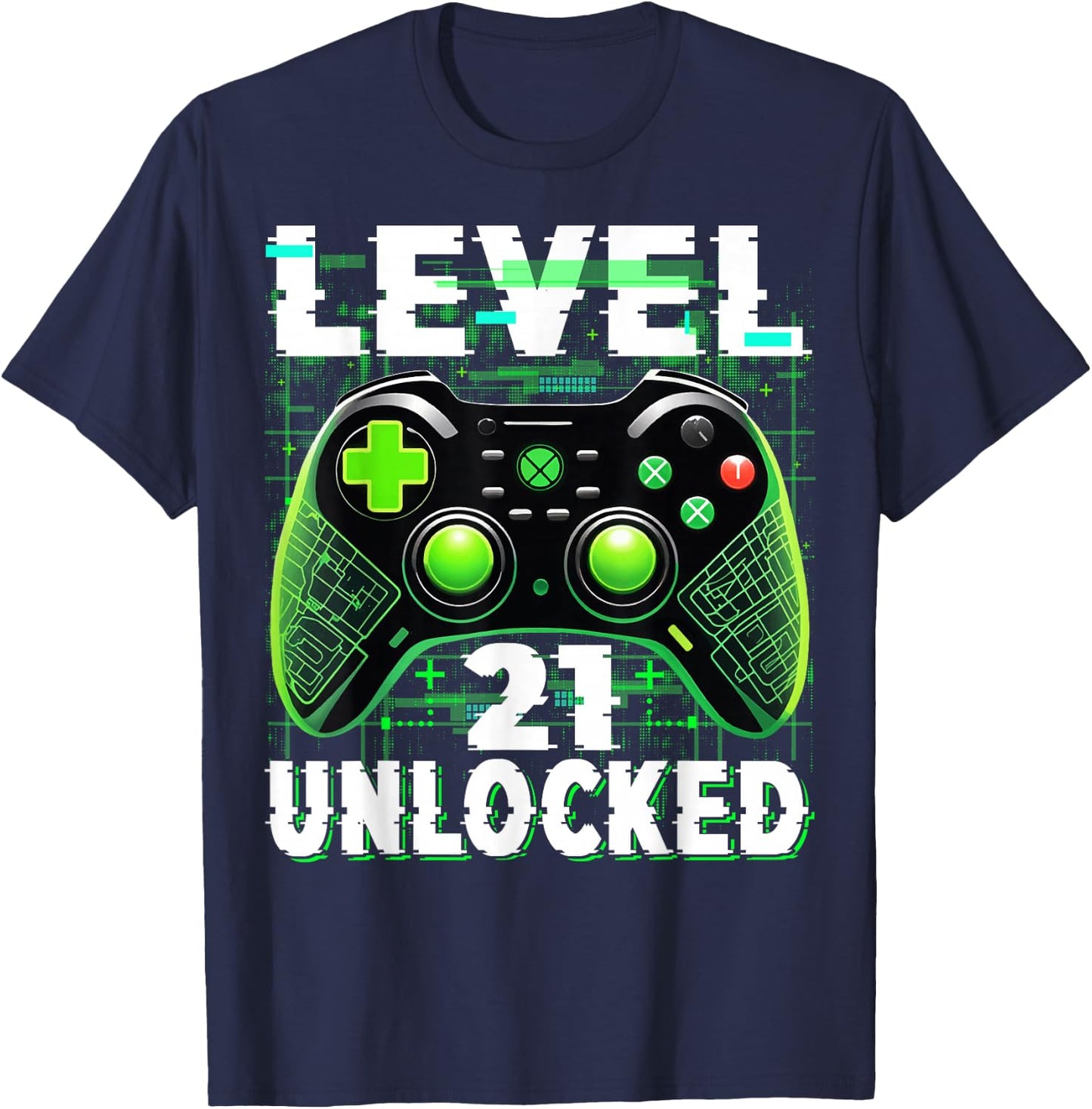 Level 21 Unlocked Shirt Funny Video Gamer Geek 21st Birthday T-Shirt - T-Shirt | Navy