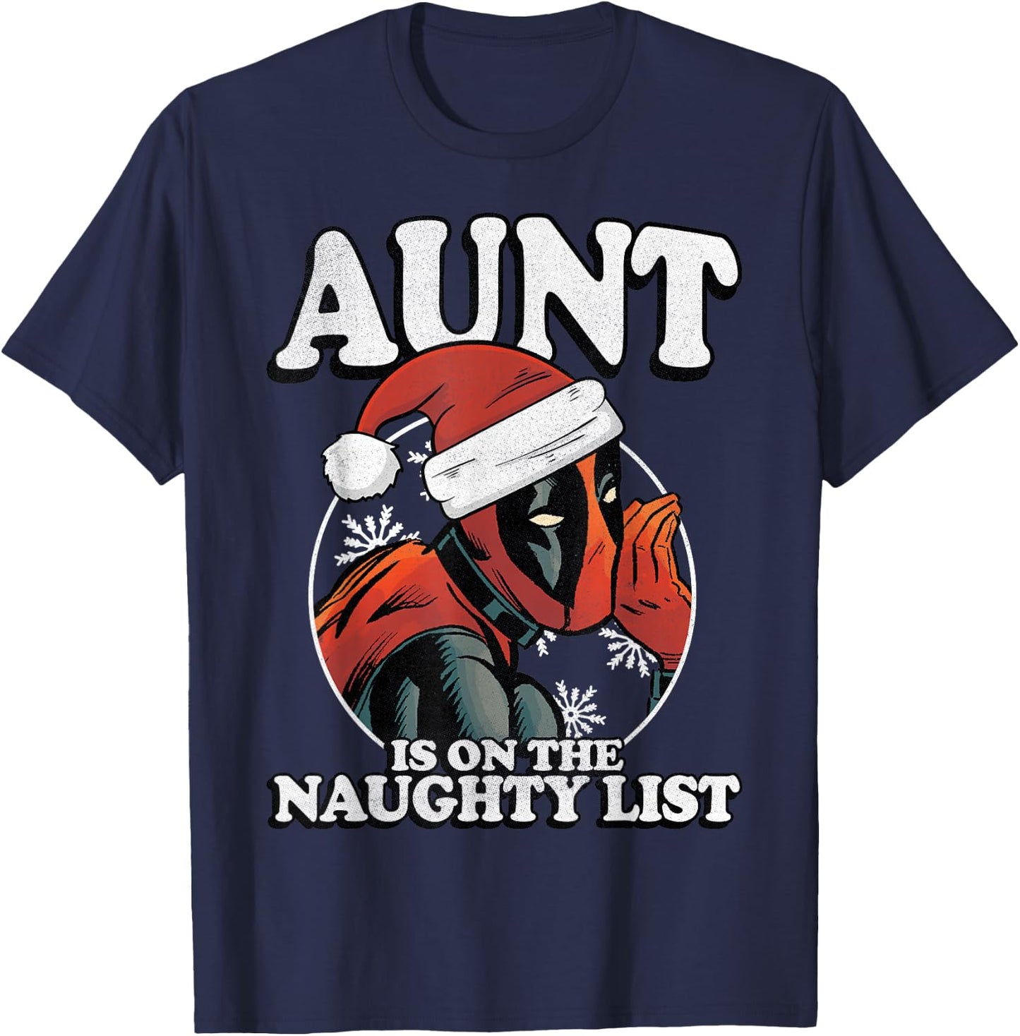 Marvel Deadpool Aunt On The Naughty List T-Shirt - T-Shirt | Navy