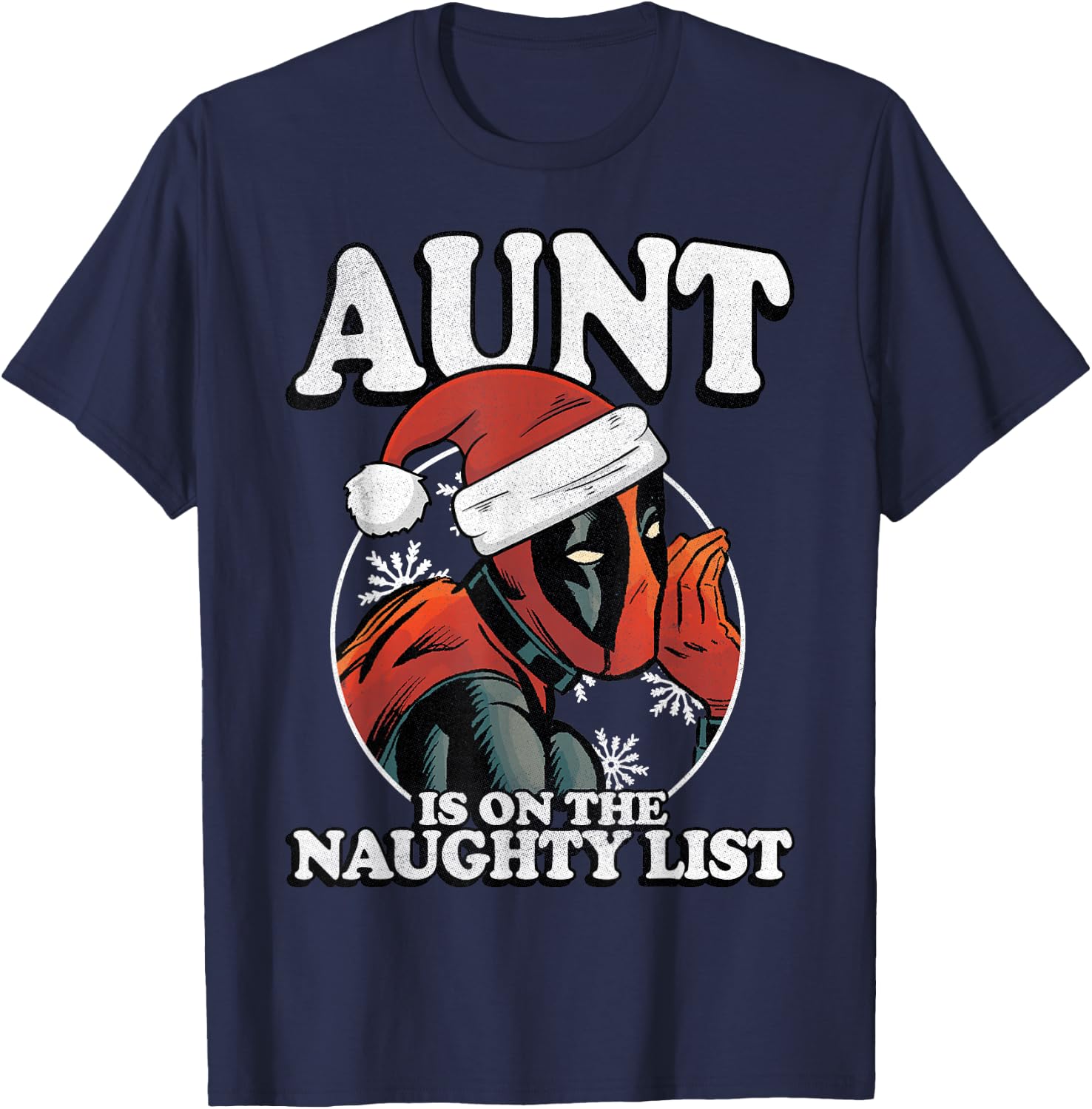Marvel Deadpool Aunt On The Naughty List T-Shirt - T-Shirt | Navy