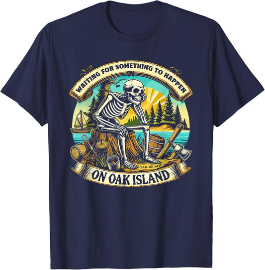 Skeleton Oak Island Mystery Treasure Hunting Treasure Hunter T-Shirt - T-Shirt | Navy