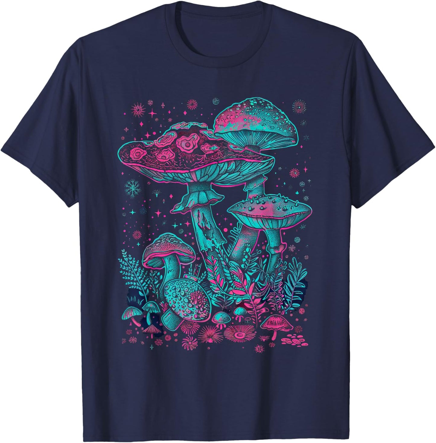 Shroom Mycology Fungi Foraging Hippie T-Shirt - T-Shirt | Navy