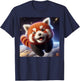 Cute and Happy Red Panda Flying in Space T-Shirt - T-Shirt | Navy