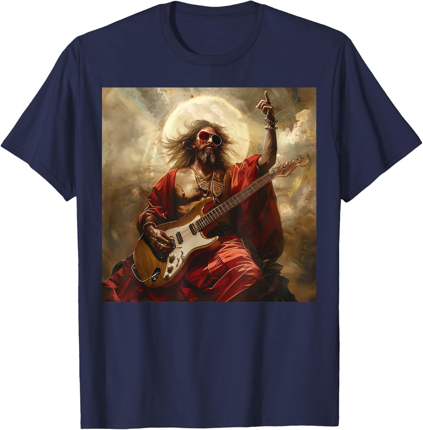 Heavy Metal Jesus Christ Guitar T-Shirt - T-Shirt | Navy