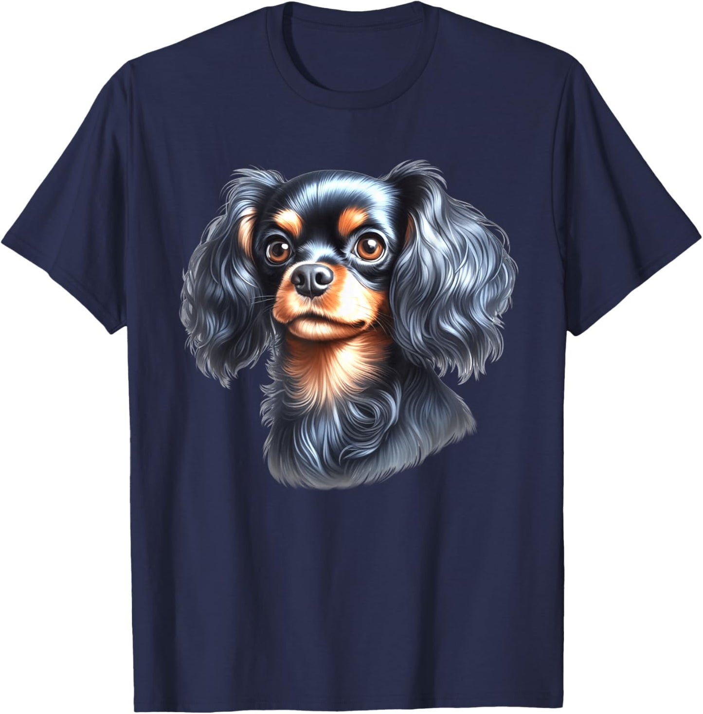 English Toy Spaniel Dog Portrait T-Shirt - T-Shirt | Navy