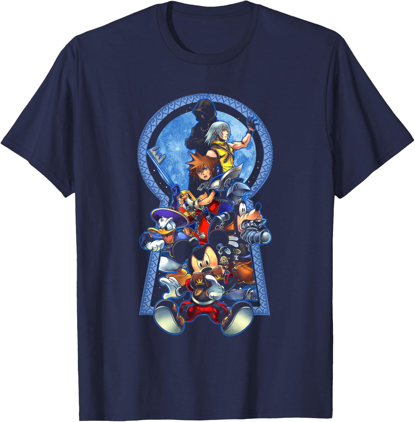 Disney Kingdom Hearts Key To The Kingdom Group Shot Poster T-Shirt - T-Shirt | Navy