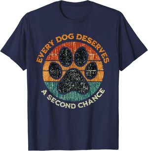 Every Dog Deserves A Second Chance Rescue Dog Adoption T-Shirt - T-Shirt | Navy