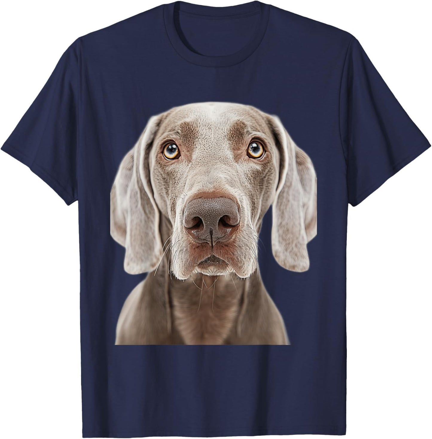 Weimaraner Face Design -Adults Kids Black Small Classic Fit Short Sleeve T-Shirt - T-Shirt | Navy