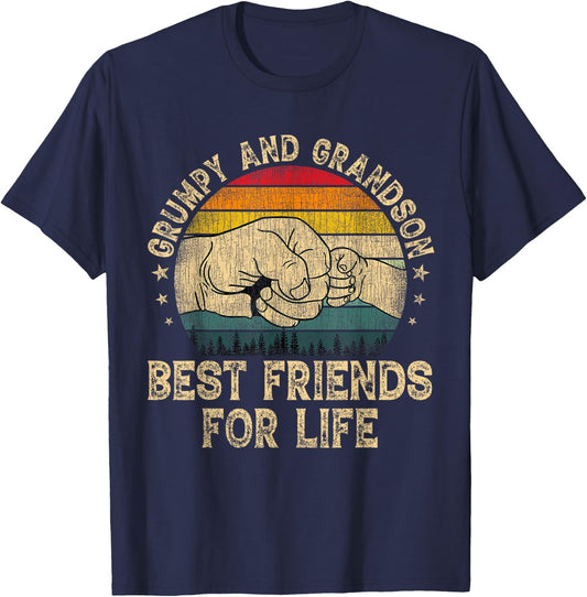 Grumpy And Grandson Best Friends For Life Father's Day T-Shirt - T-Shirt | Navy