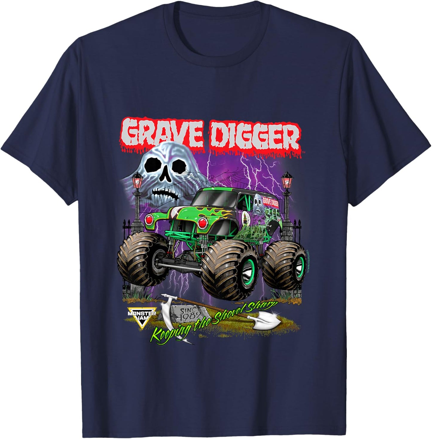 Monster Jam Grave Digger Shovel Sharp T-Shirt - T-Shirt | Navy