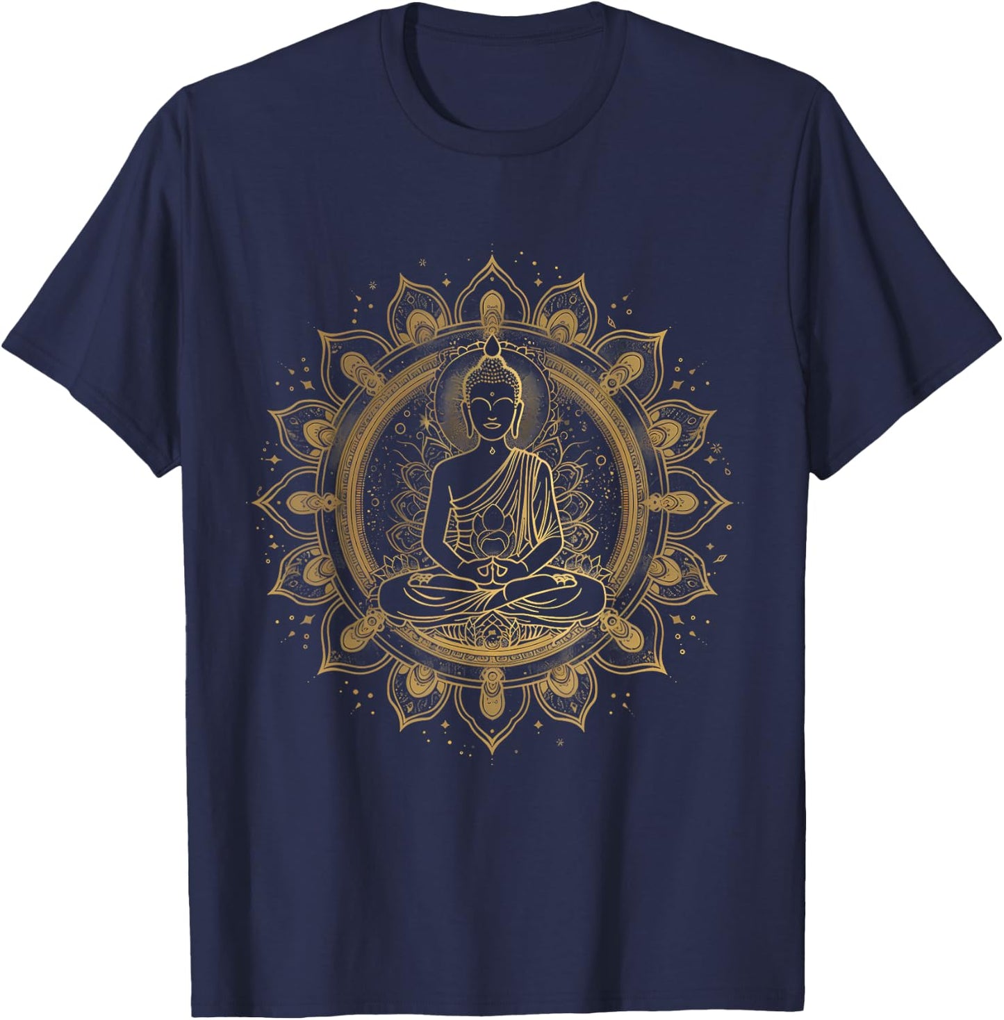 Zen Buddha Meditation Buddhist Hindu Mandala Spiritual T-Shirt - T-Shirt | Navy