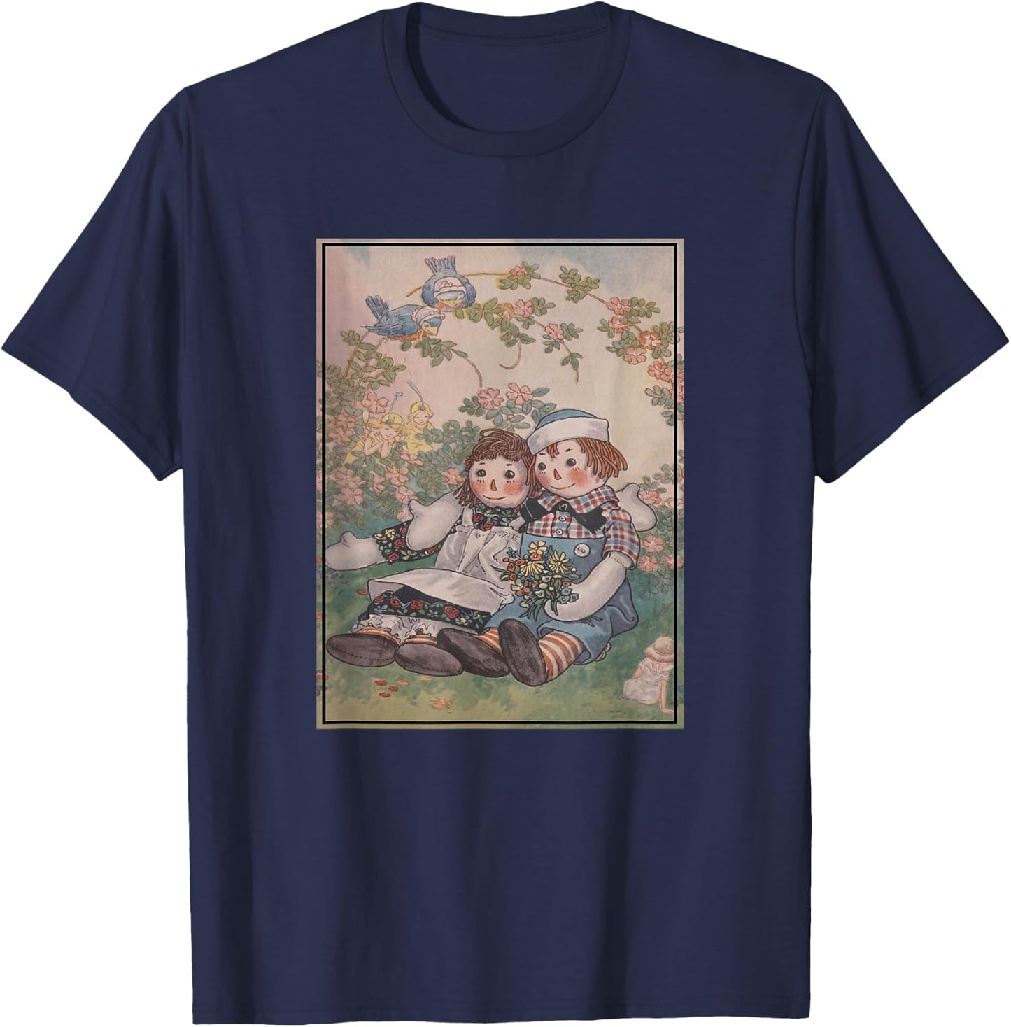 Raggedy Ann & Andy in The Flower Garden T-Shirt - T-Shirt | Navy