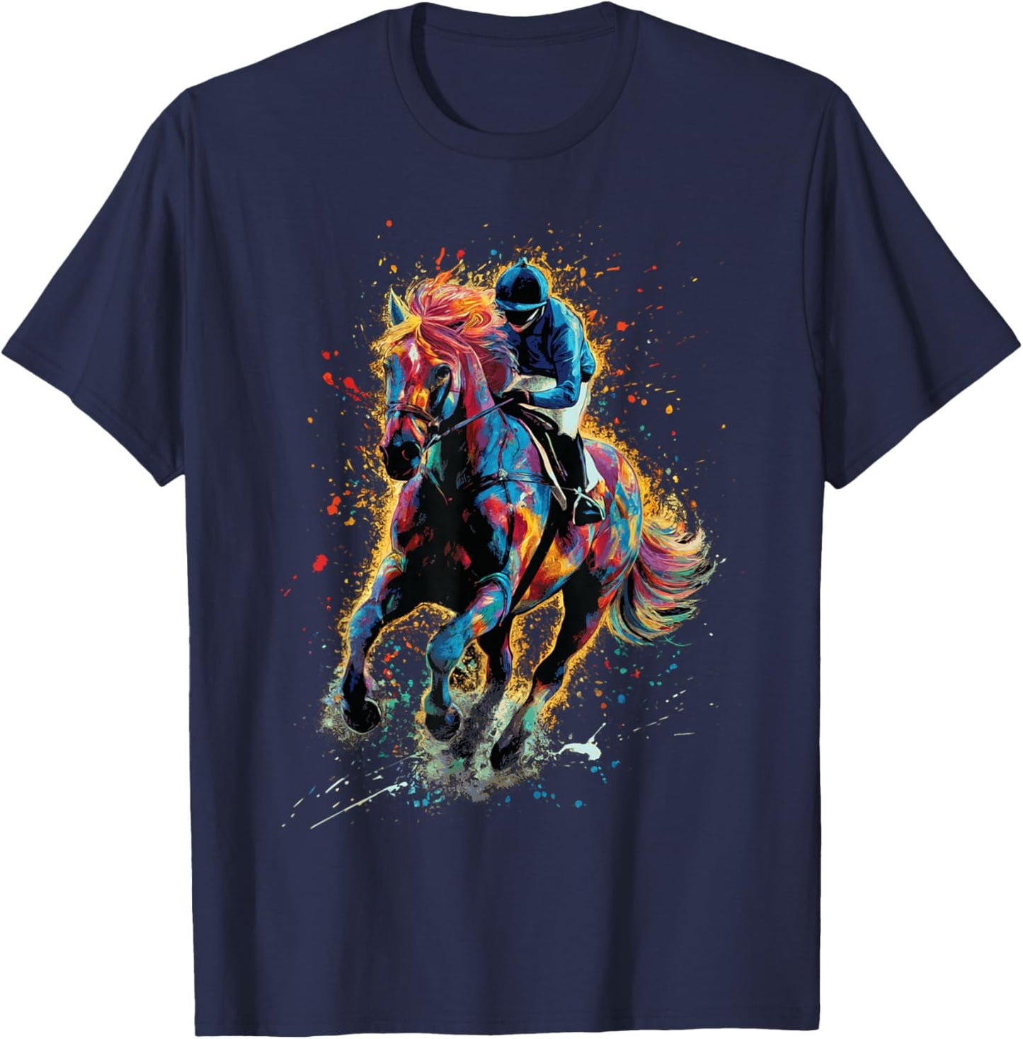Horse Lover Woman Racing For Horse Racing Jockey Woman T-Shirt - T-Shirt | Navy