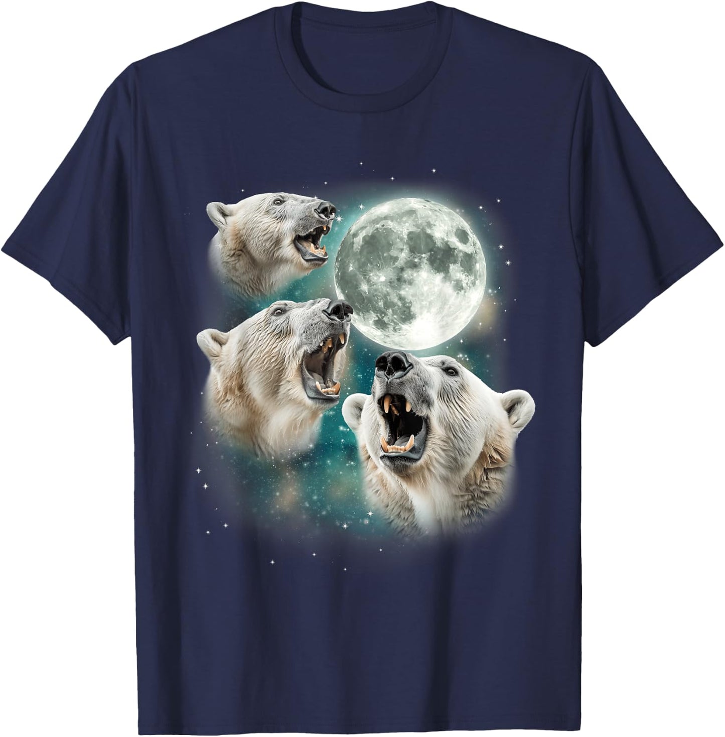 3 Snow Bear Moon | Funny Arctic Wildlife Howling Parody T-Shirt - T-Shirt | Navy