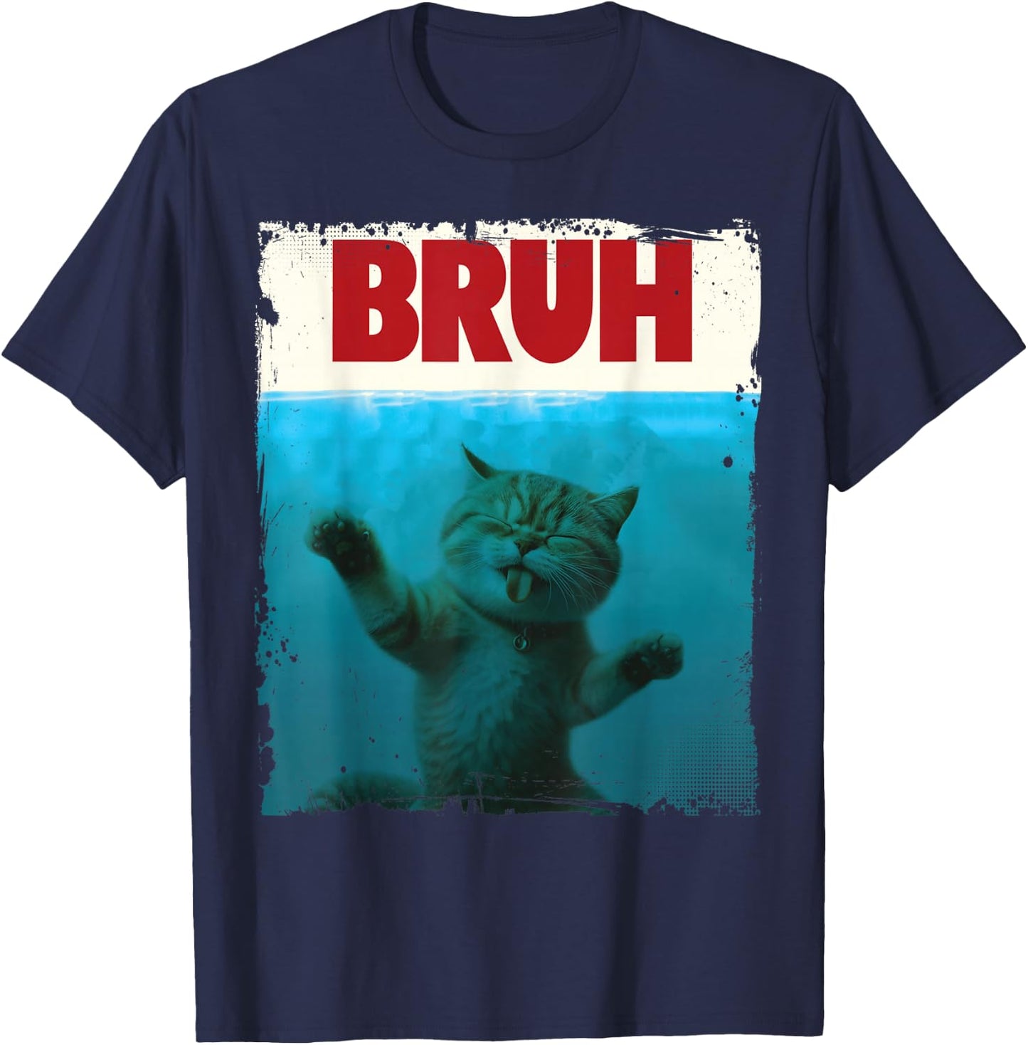 Chill Cat Bruh Brother Funny For Cat Lover Cat Mom Cat Dad T-Shirt - T-Shirt | Navy