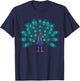 Cute Blue Peacock Print Teal Feathers Clothes T-Shirt - T-Shirt | Navy