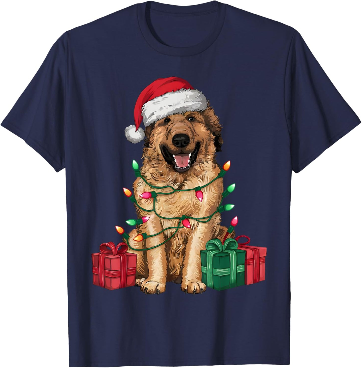 Xmas Lighting Santa Hat Anatolian Shepherd Dog Christmas Women Kids T-Shirt - T-Shirt | Navy