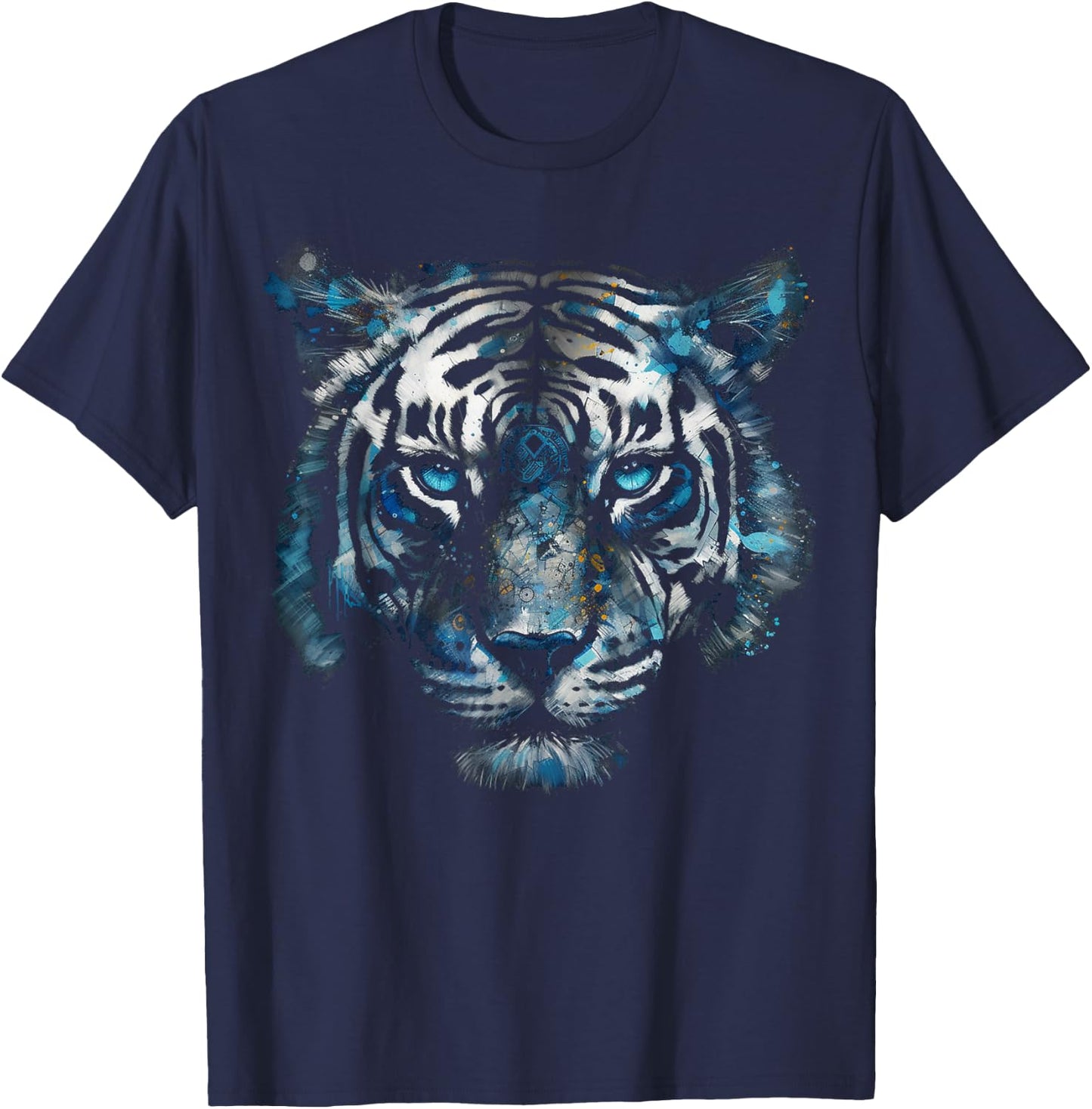 Tiger Artwork - Blue Eyes - Animal Art Tiger T-Shirt - T-Shirt | Navy
