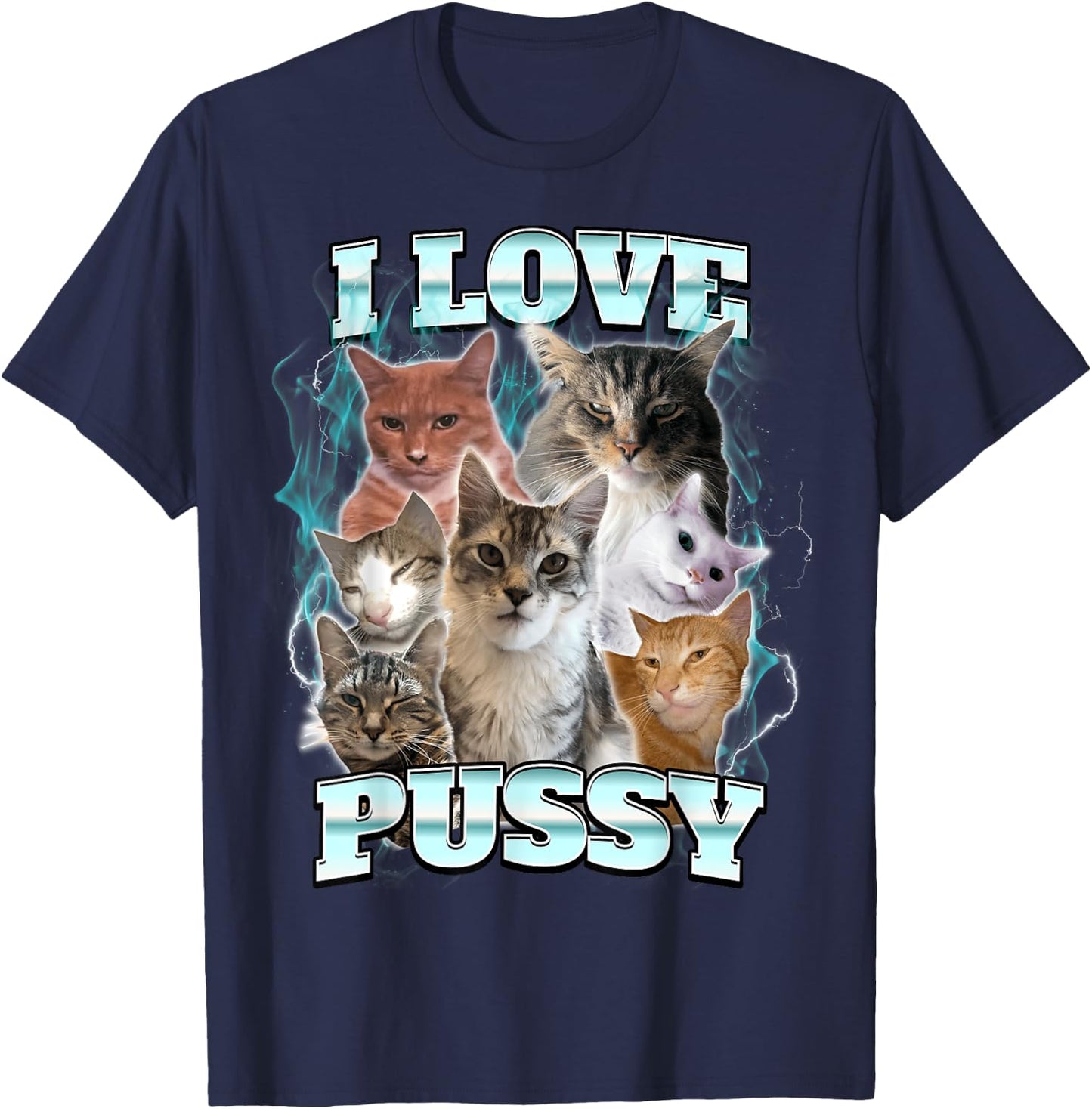 I Love Pussy Cat Men Women T-Shirt - T-Shirt | Navy