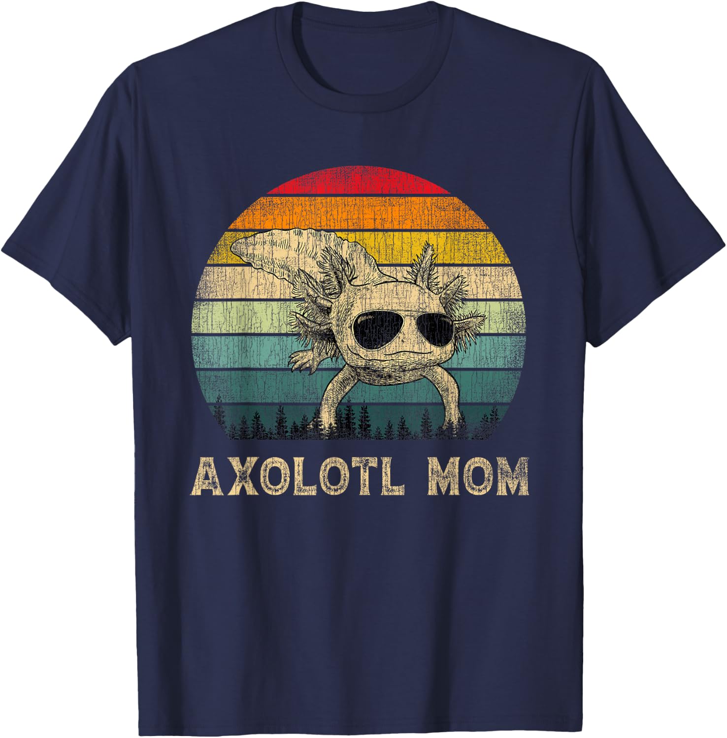 Vintage Axolotl Mom Axolotl Lovers Mommy Mother's Day T-Shirt - T-Shirt | Navy