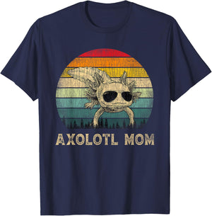Vintage Axolotl Mom Axolotl Lovers Mommy Mother's Day T-Shirt - T-Shirt | Navy