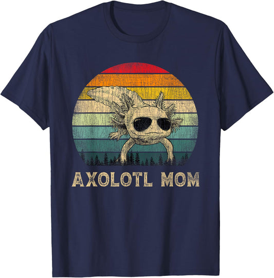 Vintage Axolotl Mom Axolotl Lovers Mommy Mother's Day T-Shirt - T-Shirt | Navy