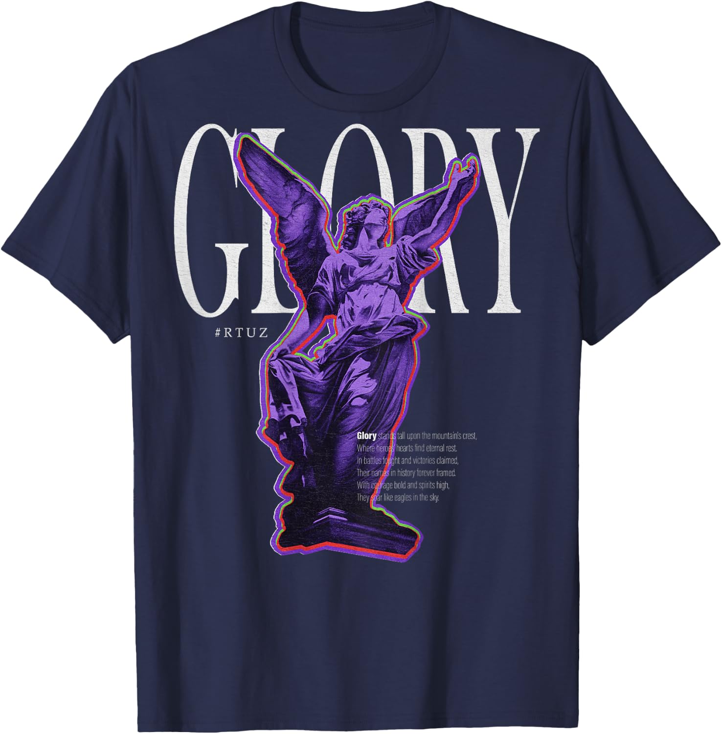 Modern hip hop vintage Angel urban back print streetwear , Small T-Shirt - T-Shirt | Navy