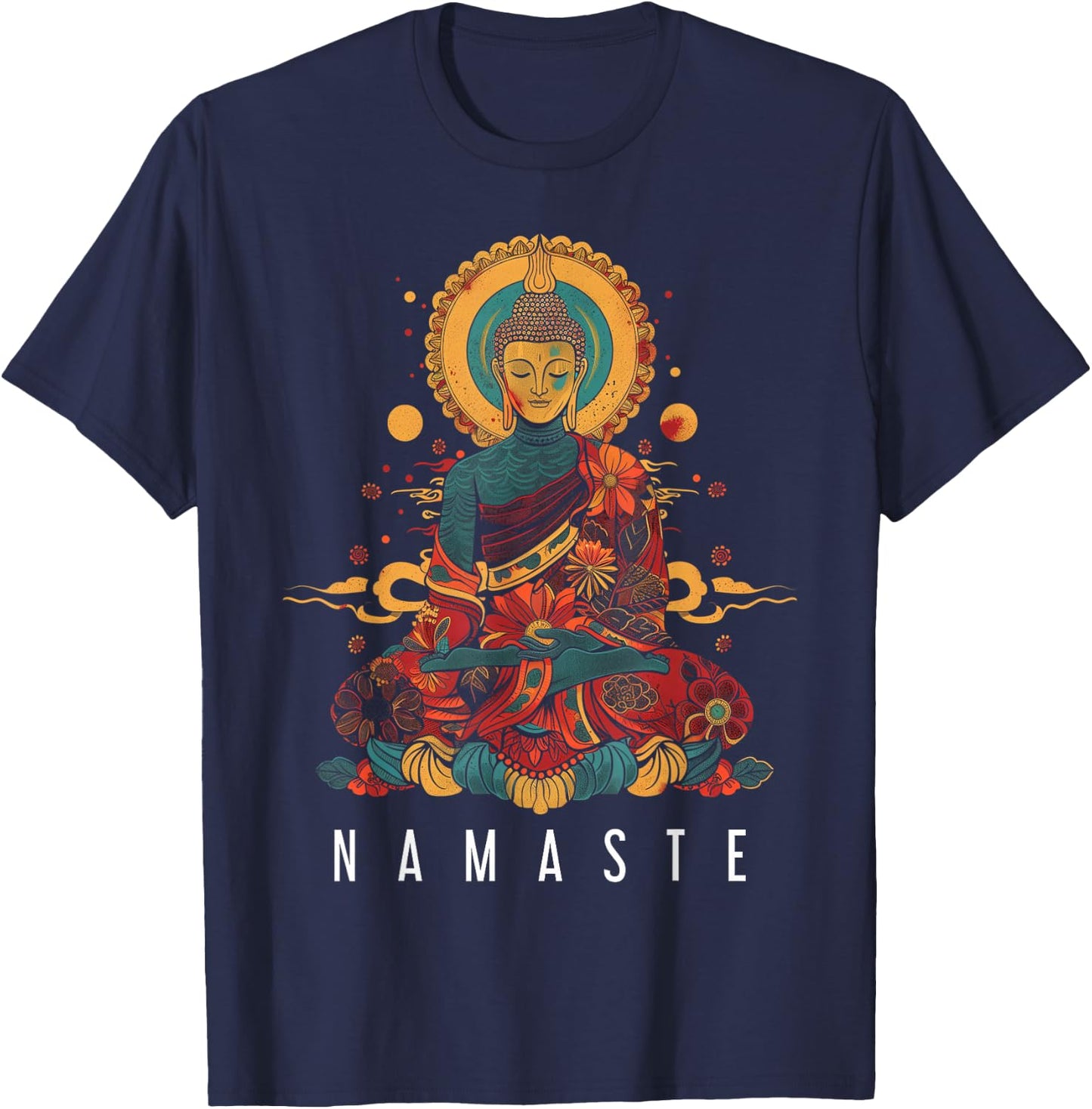 Buddha Namaste Buddhism Vintage Zen Buddhist Yoga T-Shirt - T-Shirt | Navy